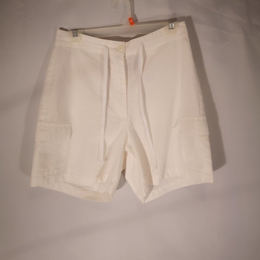 Denver Hayes Ladies Size 6 White Tie Waist Cotton & Linen Loose Fit Shorts